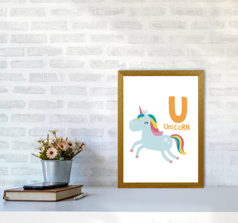 Alphabet Animals, U Is For Unicorn Framed Nursey Wall Art Print A3 Print Only