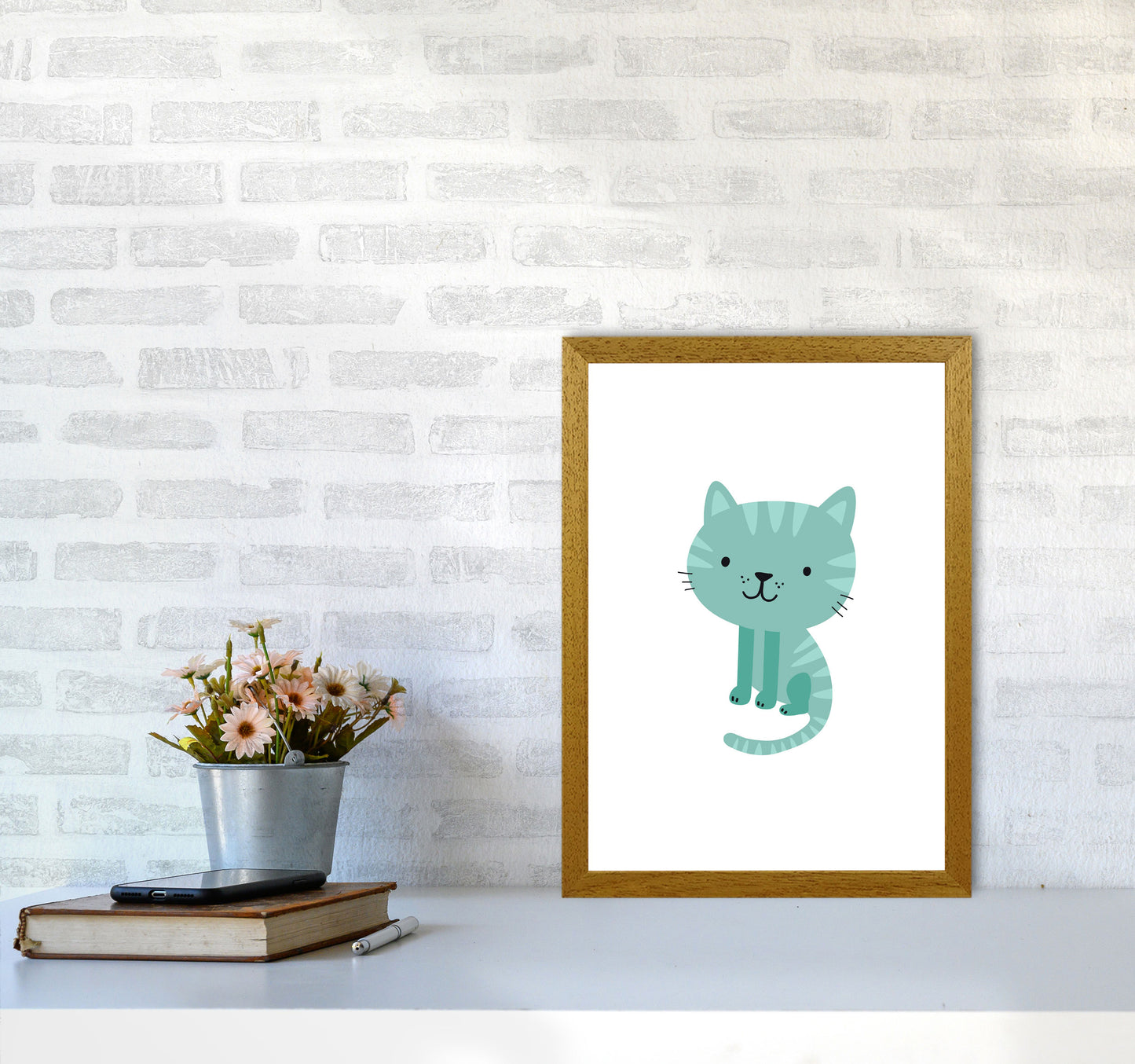 Children&#39;s Animals, Cat Modern Print A3 Print Only