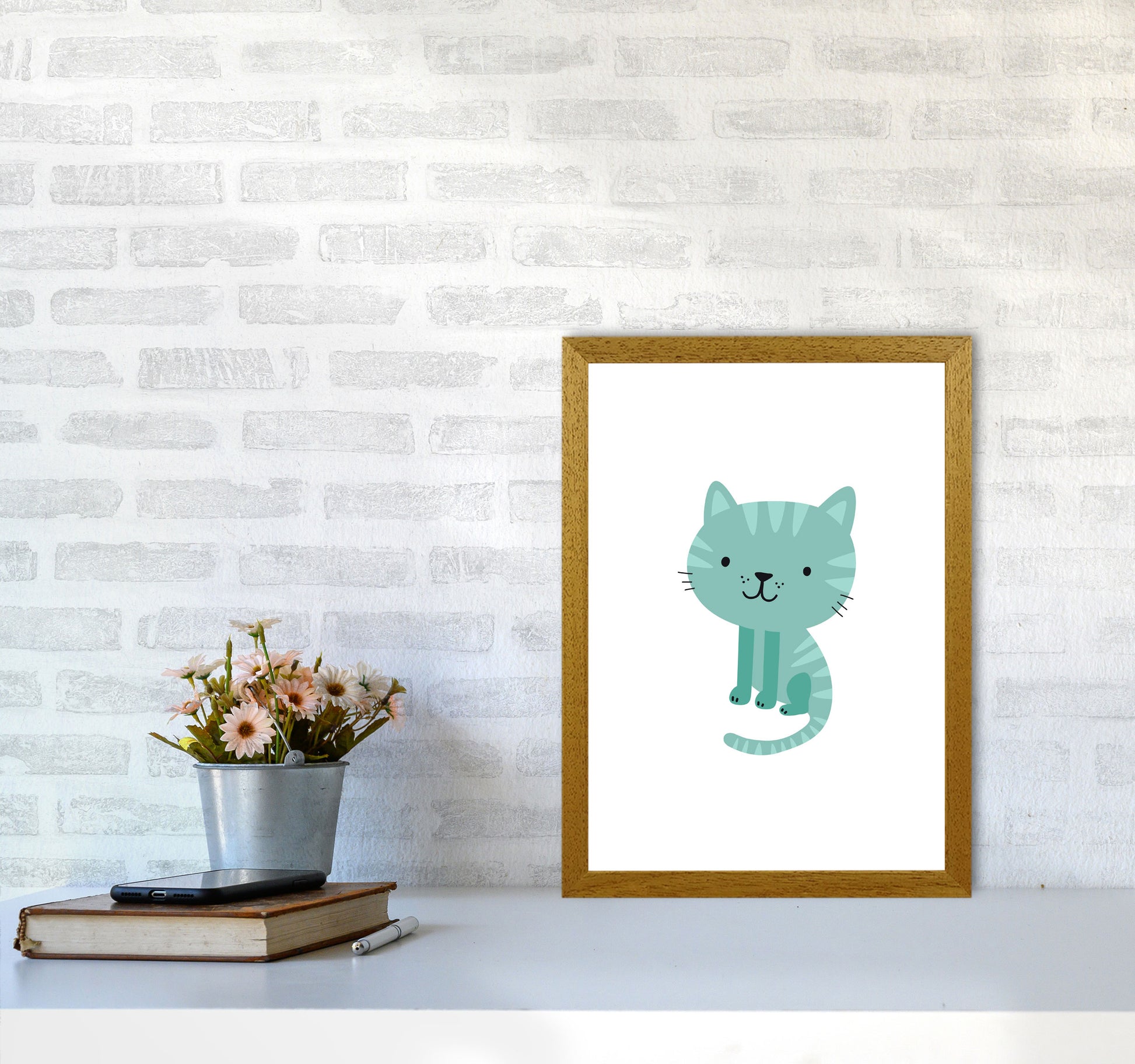 Children&#39;s Animals, Cat Modern Print A3 Print Only