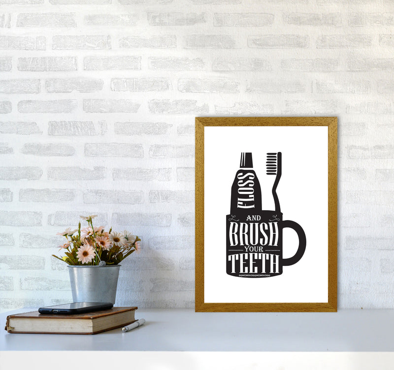 Brush Your Teeth, Bathroom Modern Print, Framed Bathroom Wall Art A3 Print Only