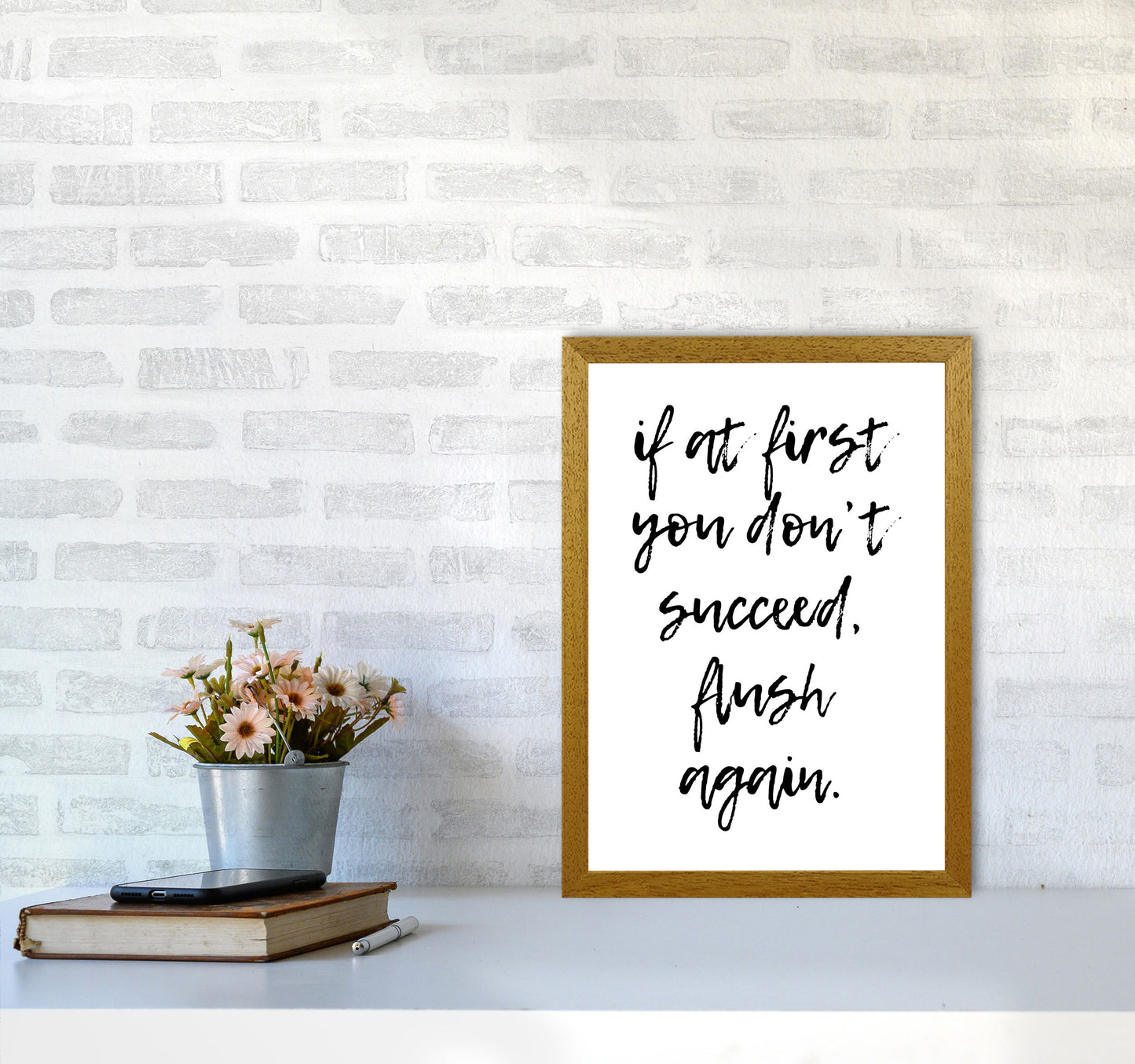 Flush Again, Bathroom Modern Print, Framed Bathroom Wall Art A3 Print Only