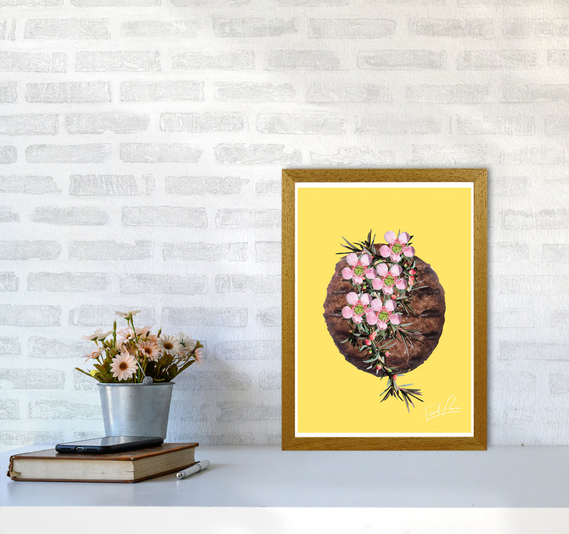 Yellow Burger Food Print, Framed Kitchen Wall Art A3 Print Only