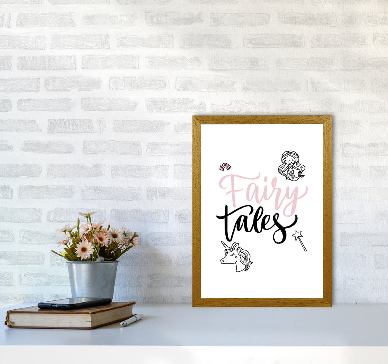 Fairy Tales Black And Pink Framed Nursey Wall Art Print A3 Print Only