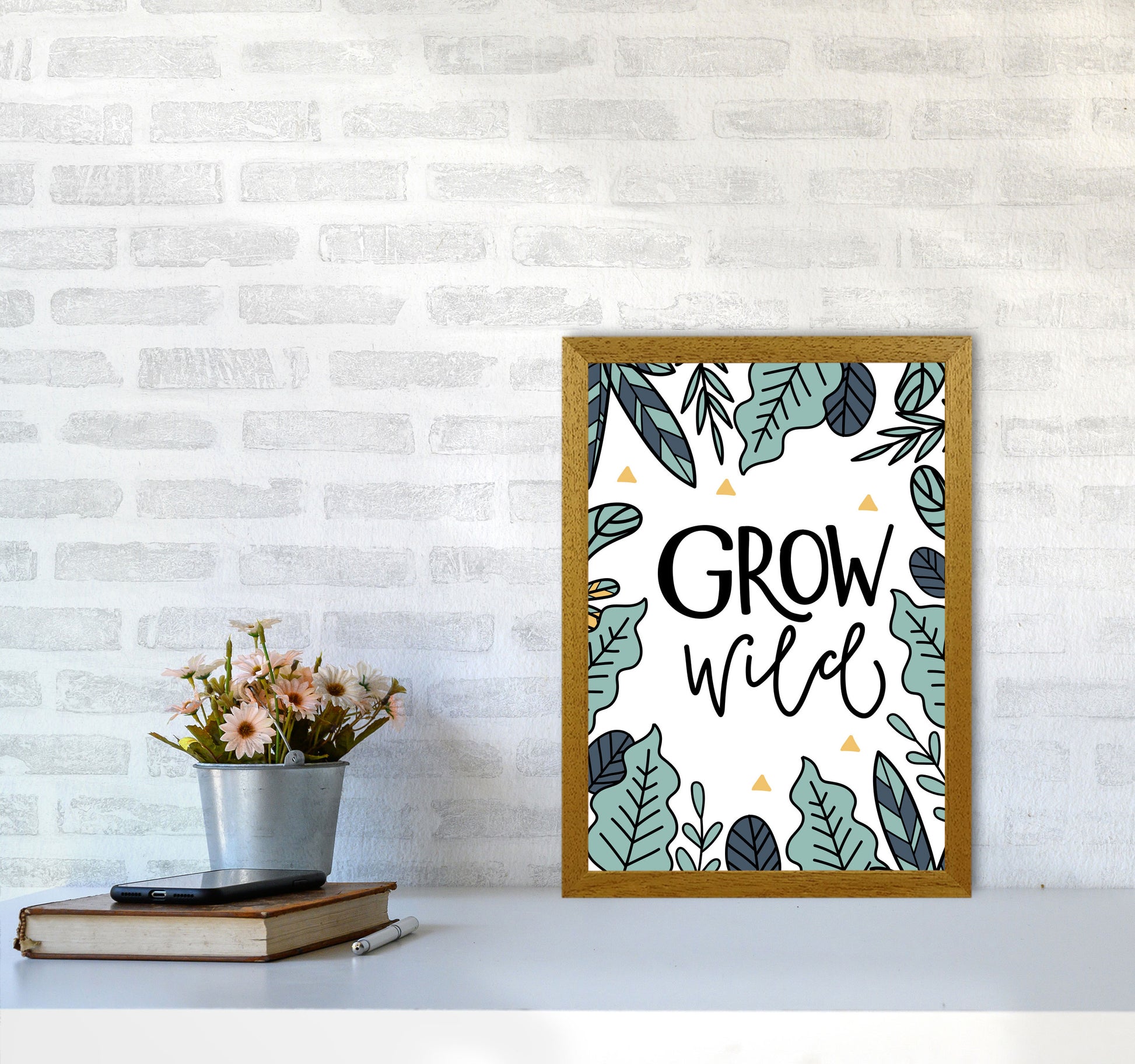 Grow Wild Floral Modern Print, Framed Kitchen Wall Art A3 Print Only