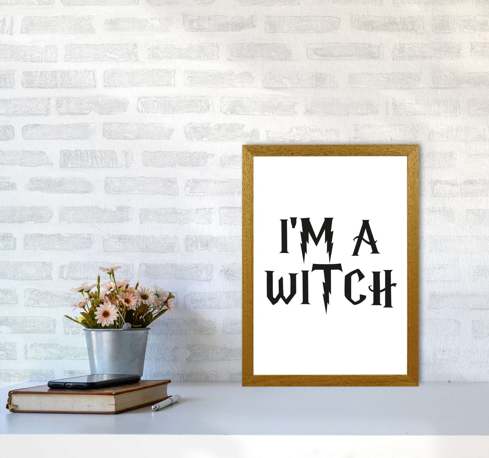I&#39;m A Witch Framed Typography Wall Art Print A3 Print Only
