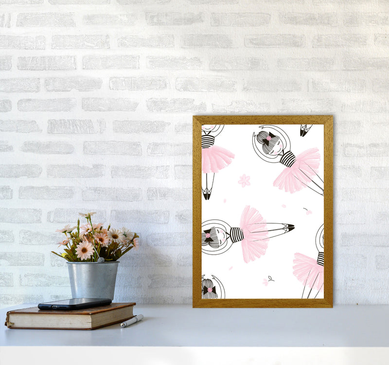 Ballerina Repeat Pattern Framed Nursey Wall Art Print A3 Print Only