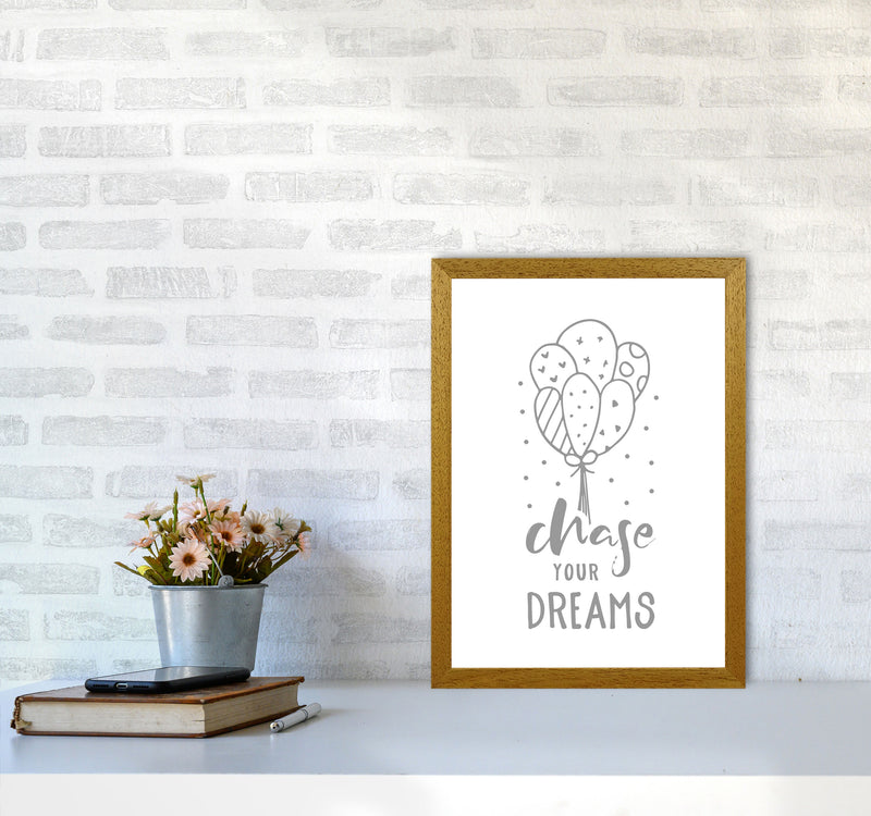 Chase Your Dreams Grey Framed Nursey Wall Art Print A3 Print Only