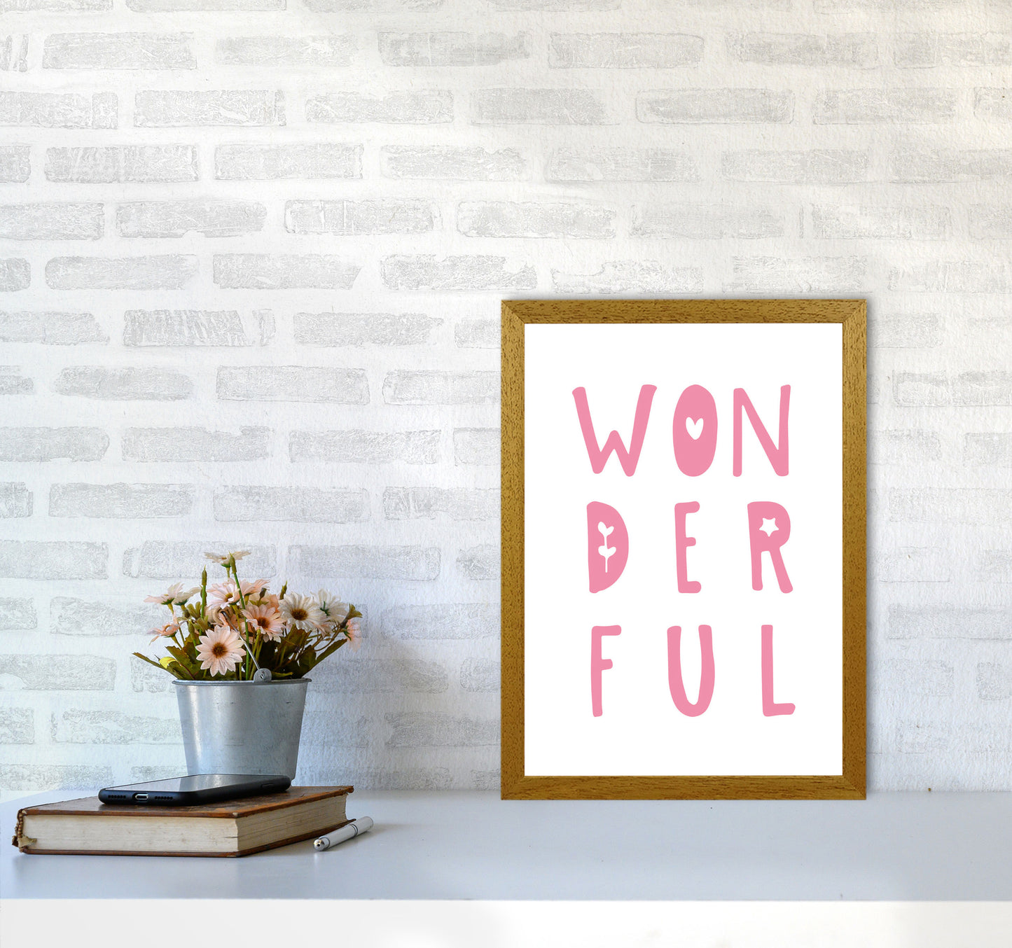 Wonderful Pink Framed Nursey Wall Art Print A3 Print Only