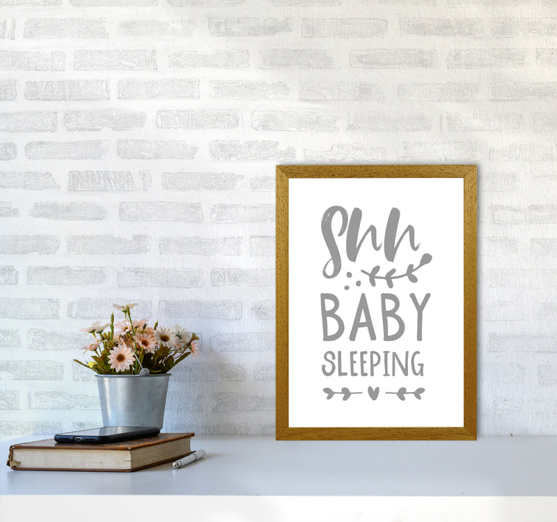 Shh Baby Sleeping Grey Framed Nursey Wall Art Print A3 Print Only
