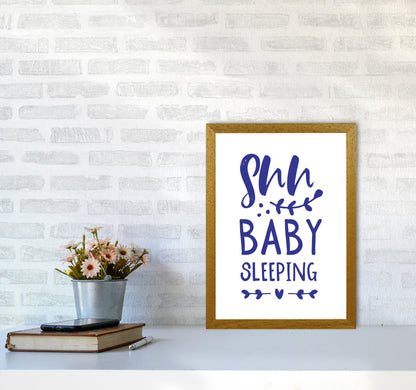 Shh Baby Sleeping Navy Framed Nursey Wall Art Print A3 Print Only