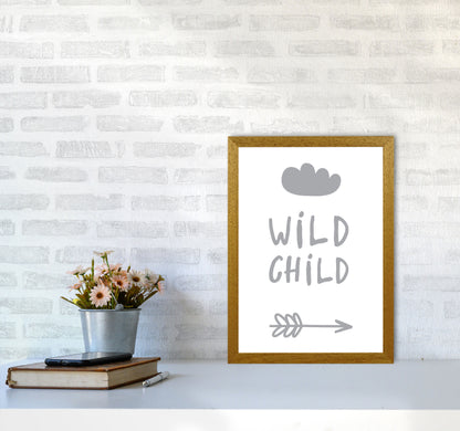 Wild Child Grey Framed Nursey Wall Art Print A3 Print Only