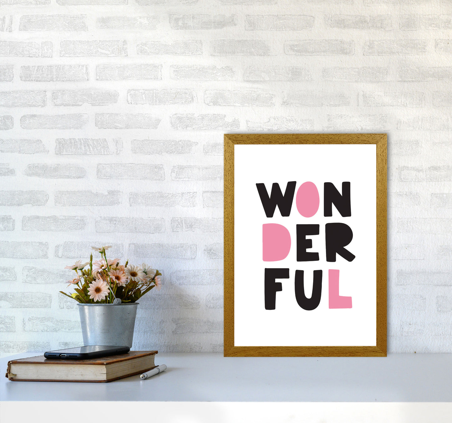 Wonderful Black And Pink Framed Nursey Wall Art Print A3 Print Only