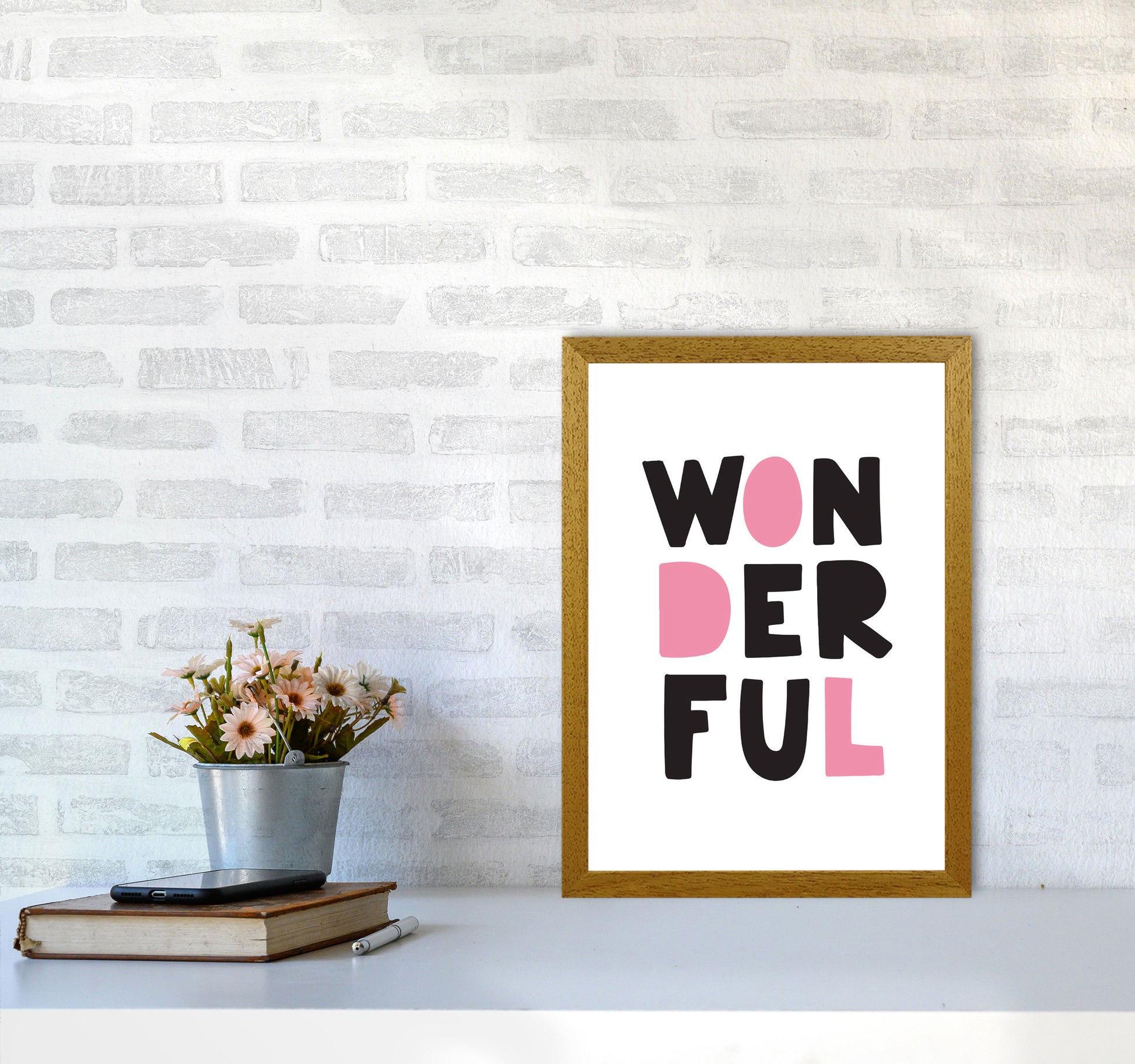 Wonderful Black And Pink Framed Nursey Wall Art Print A3 Print Only