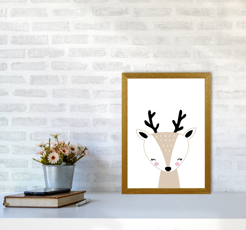 Scandi Beige Deer Framed Nursey Wall Art Print A3 Print Only