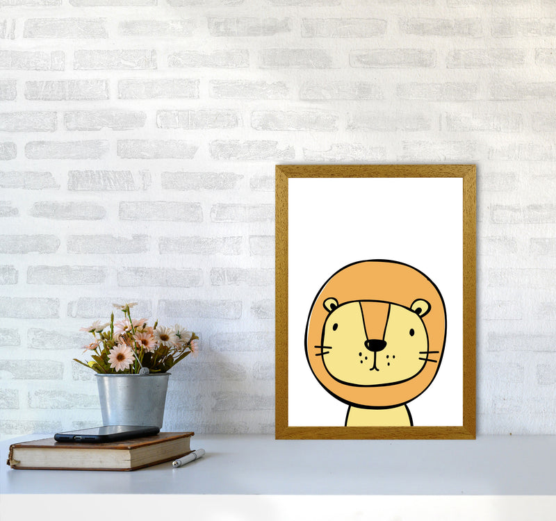 Scandi Lion Framed Nursey Wall Art Print A3 Print Only