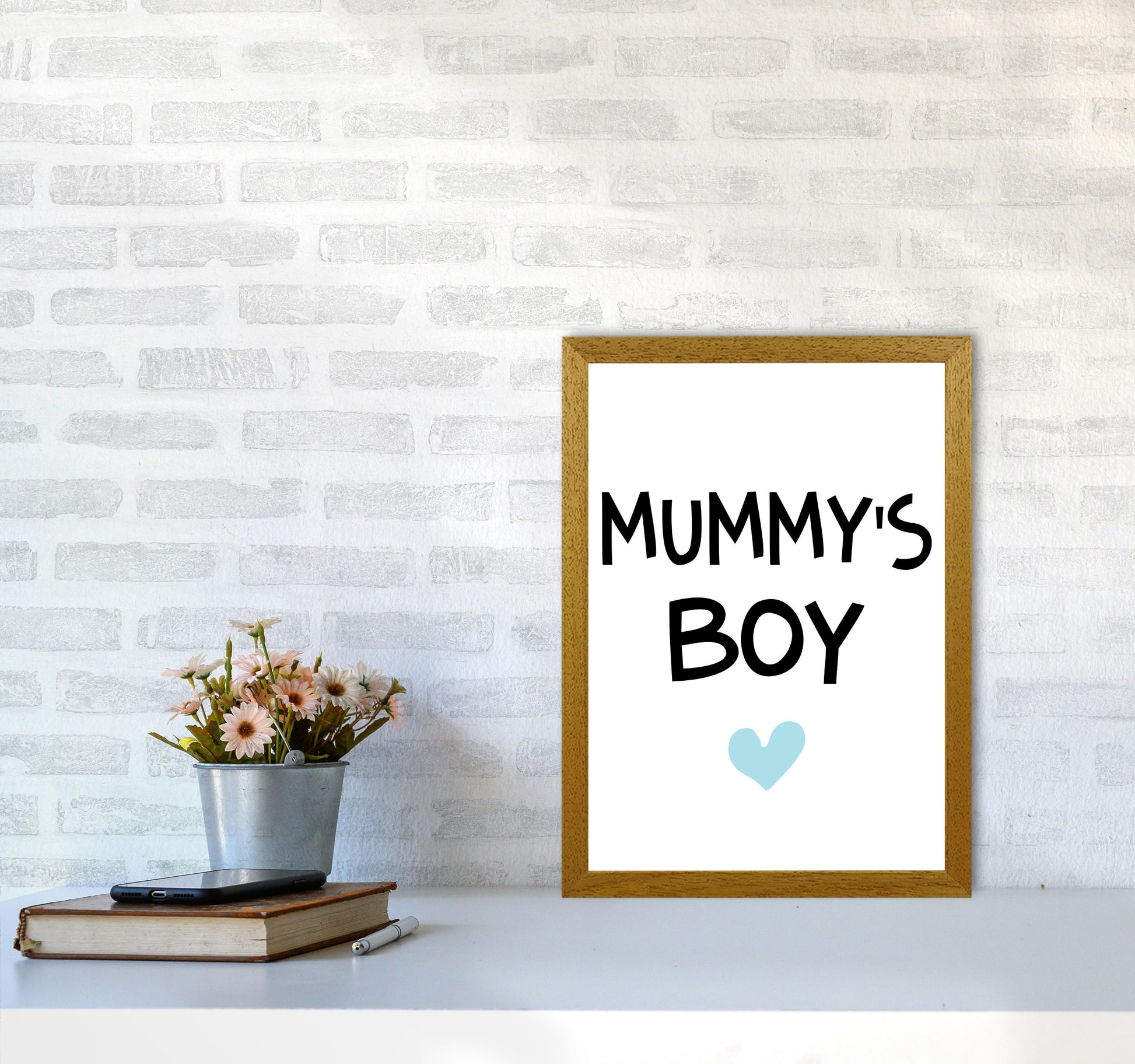 Mummy&#39;s Boy Blue Framed Nursey Wall Art Print A3 Print Only