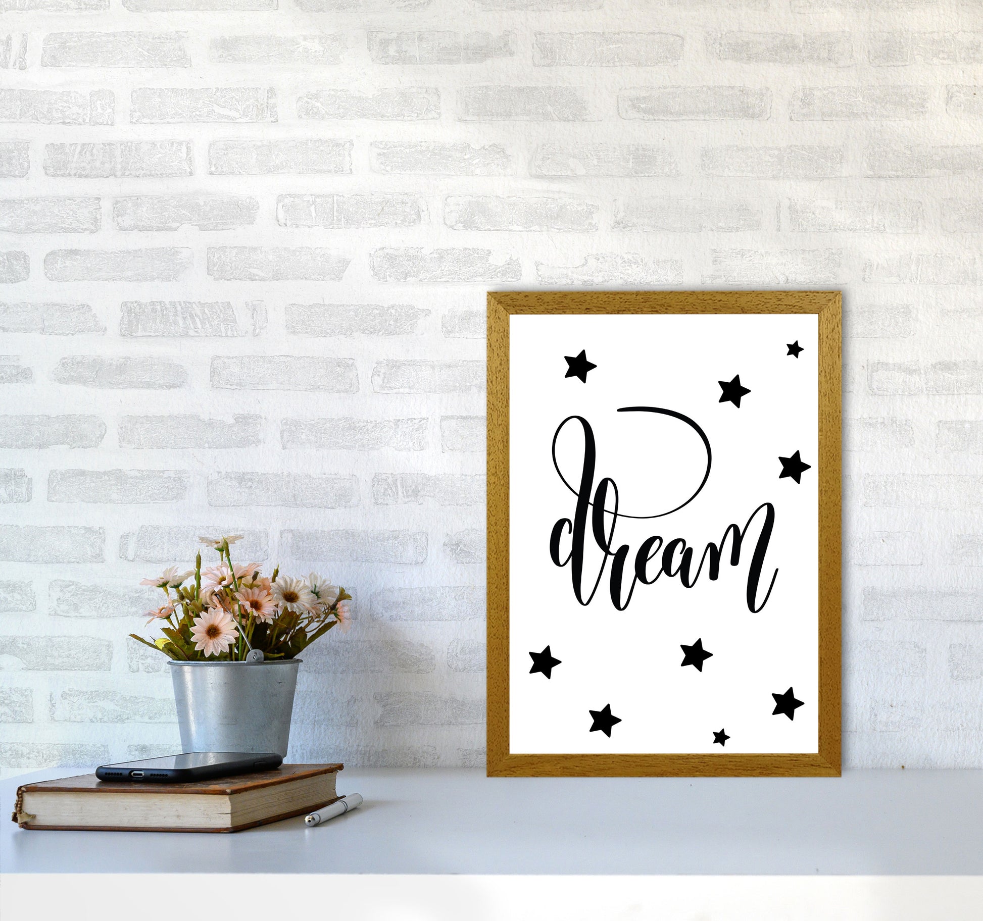 Dream Black Framed Typography Wall Art Print A3 Print Only
