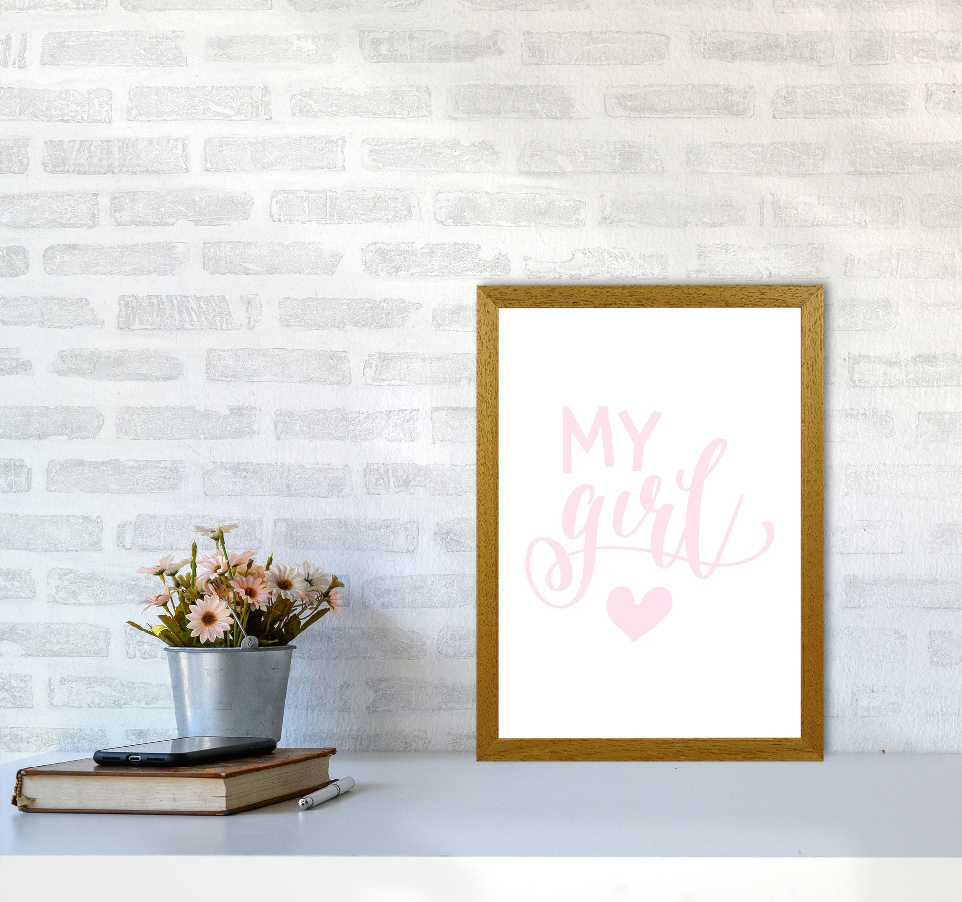 My Girl Pink Framed Nursey Wall Art Print A3 Print Only