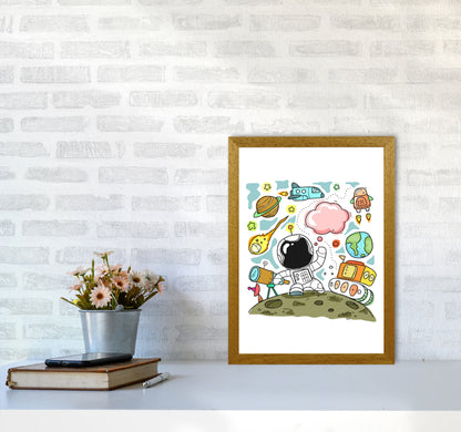 Space Illustration Framed Nursey Wall Art Print A3 Print Only