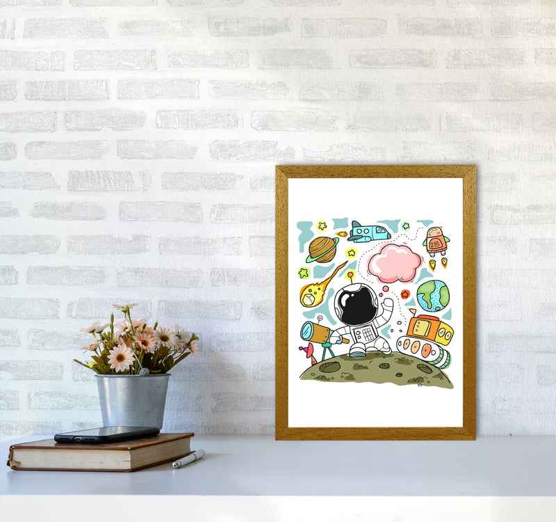 Space Illustration Framed Nursey Wall Art Print A3 Print Only