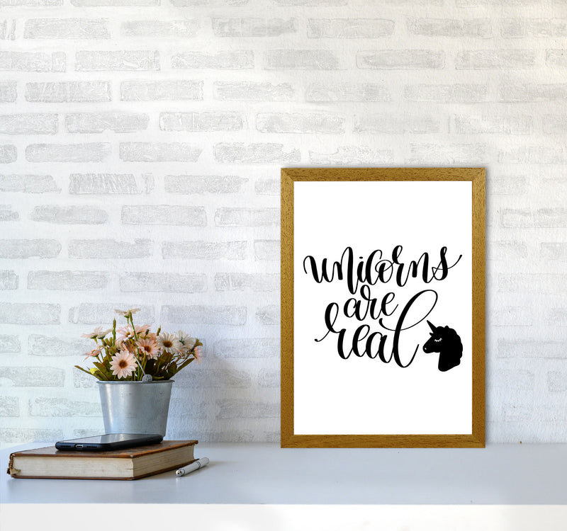 Unicorns Are Real Black Framed Nursey Wall Art Print A3 Print Only