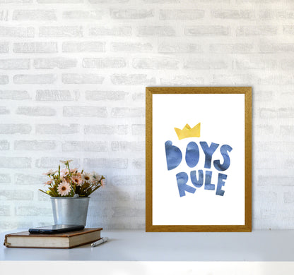 Boys Rule Watercolour Framed Nursey Wall Art Print A3 Print Only