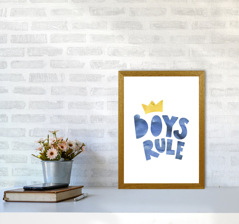 Boys Rule Watercolour Framed Nursey Wall Art Print A3 Print Only