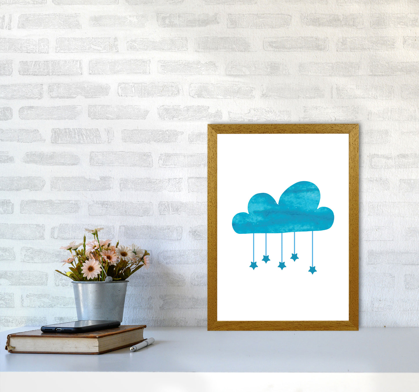 Turquoise Cloud Watercolour Modern Print A3 Print Only