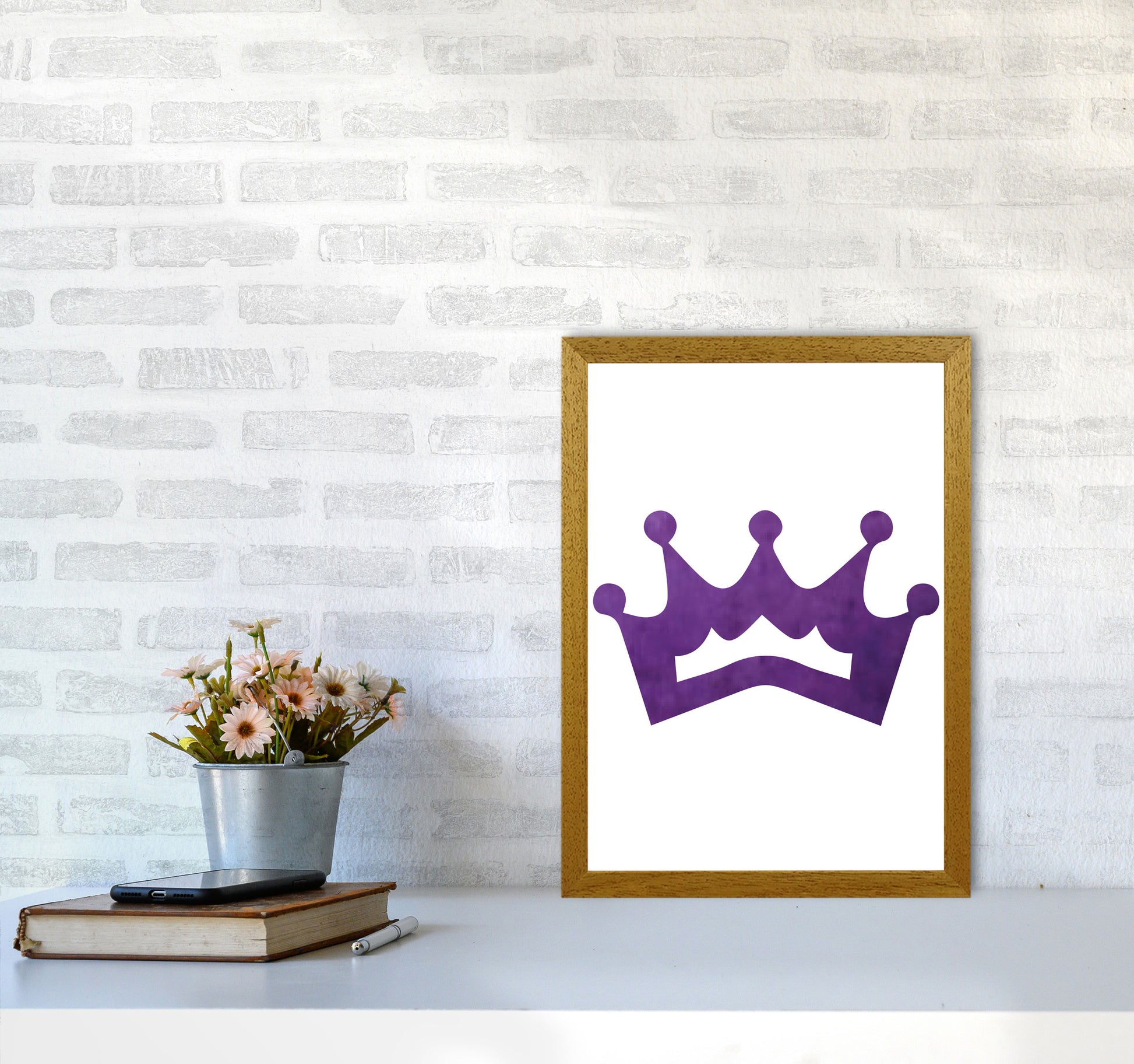 Purple Crown Watercolour Modern Print A3 Print Only