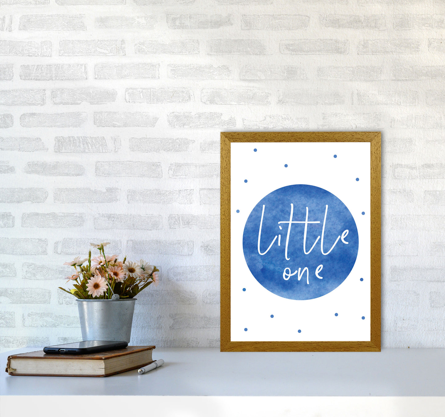 Little One Blue Watercolour Modern Print A3 Print Only