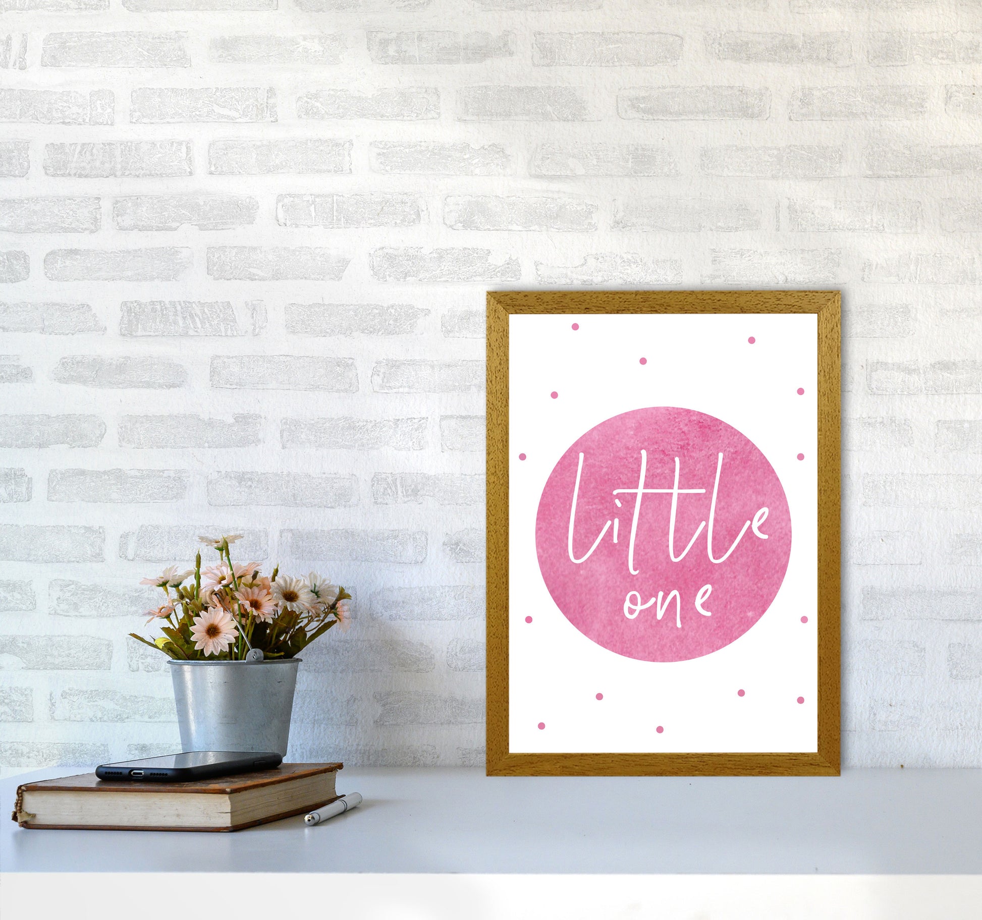 Little One Pink Watercolour Modern Print A3 Print Only