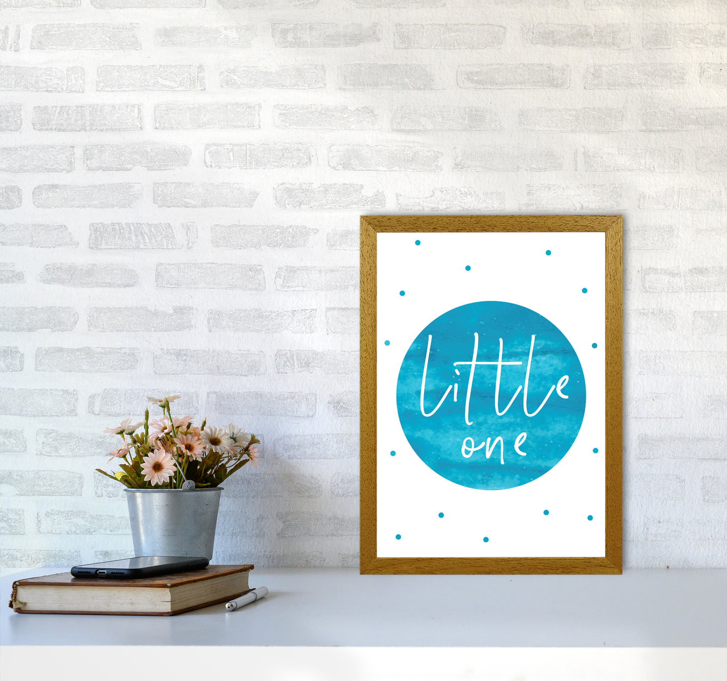 Little One Turquoise Watercolour Modern Print A3 Print Only