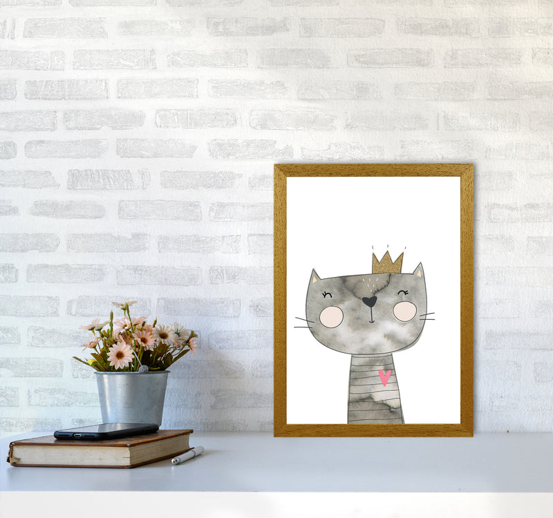Scandi Grey Cat Watercolour Framed Nursey Wall Art Print A3 Print Only