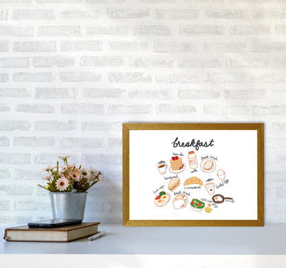 Breakfast Collection Landscape Modern Print, Framed Kitchen Wall Art A3 Print Only