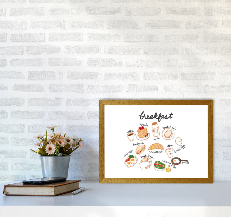 Breakfast Collection Landscape Modern Print, Framed Kitchen Wall Art A3 Print Only