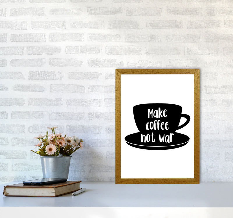 Make Coffee Not War Modern Print, Framed Kitchen Wall Art A3 Print Only