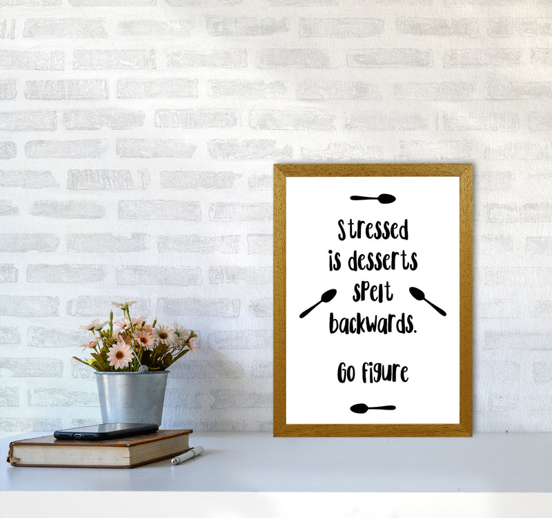 Stressed Is Desserts Spelled Backwards Modern Print, Framed Kitchen Wall Art A3 Print Only