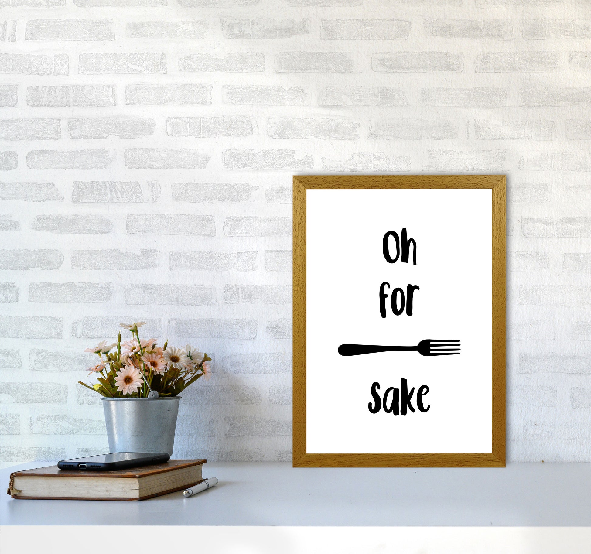 Forks Sake Framed Typography Wall Art Print A3 Print Only