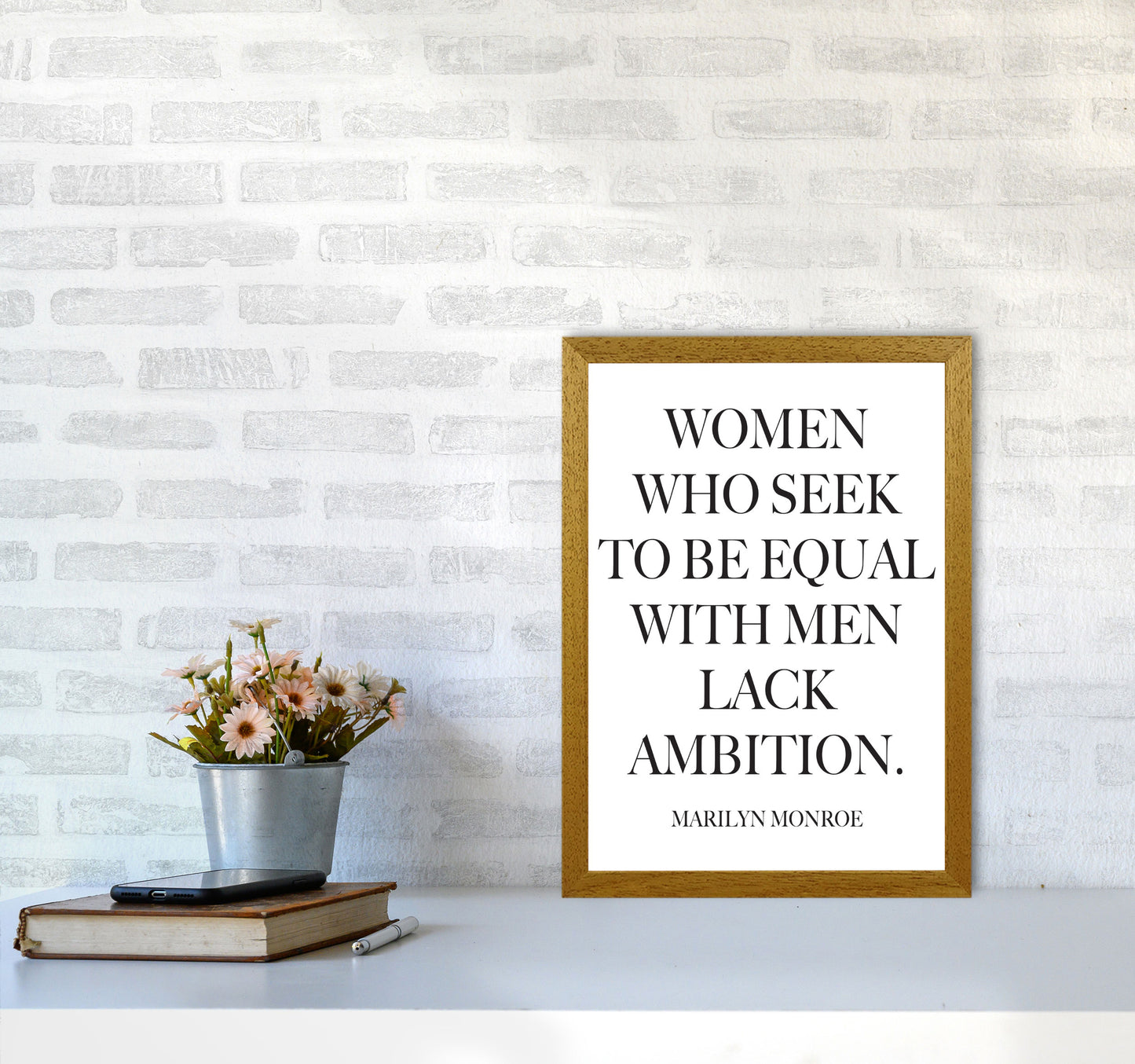 Equality, Marilyn Monroe Quote Framed Typography Wall Art Print A3 Print Only