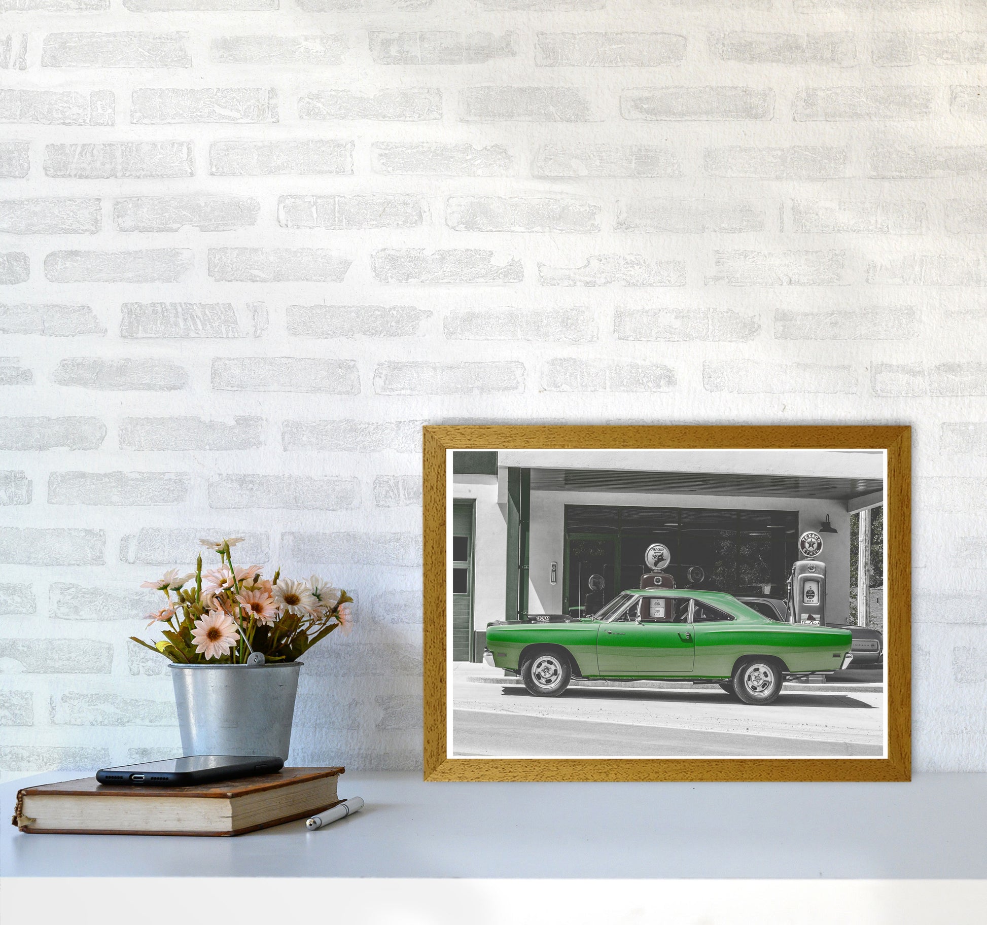 Green Car Modern Print A3 Print Only