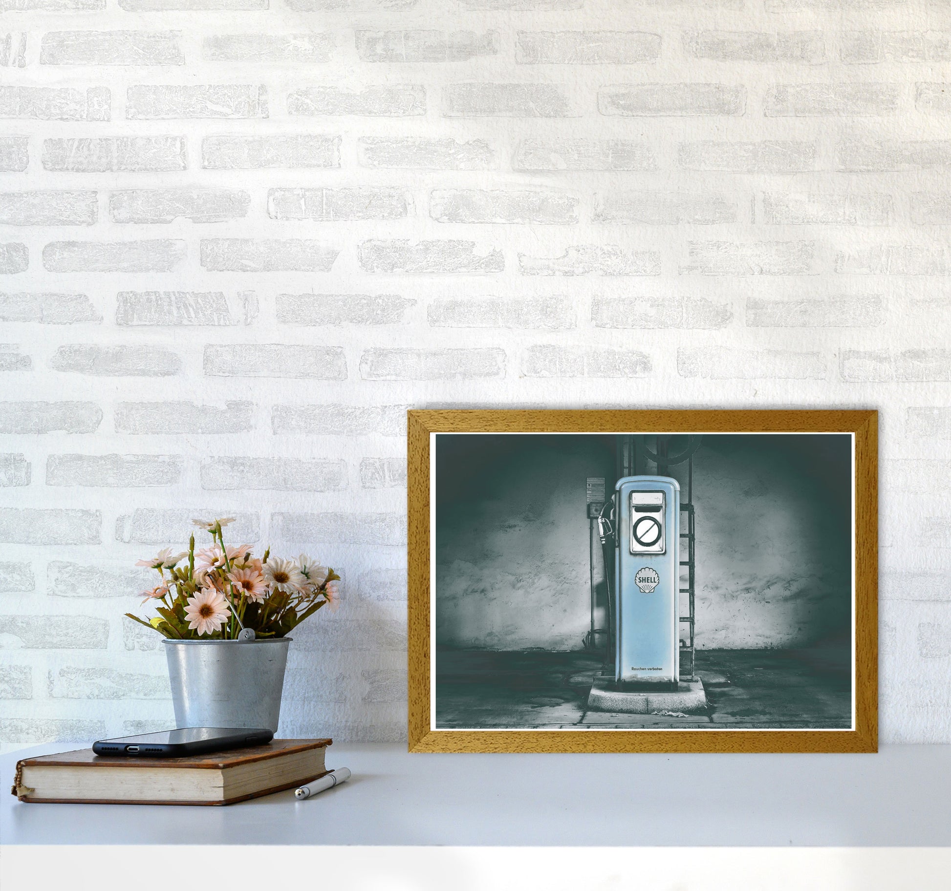 Little Blue Gas Pump Modern Print A3 Print Only