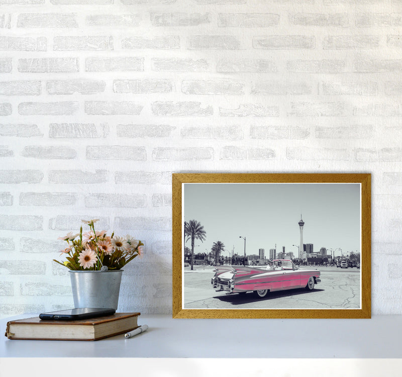 Retro Pink Car Modern Print A3 Print Only