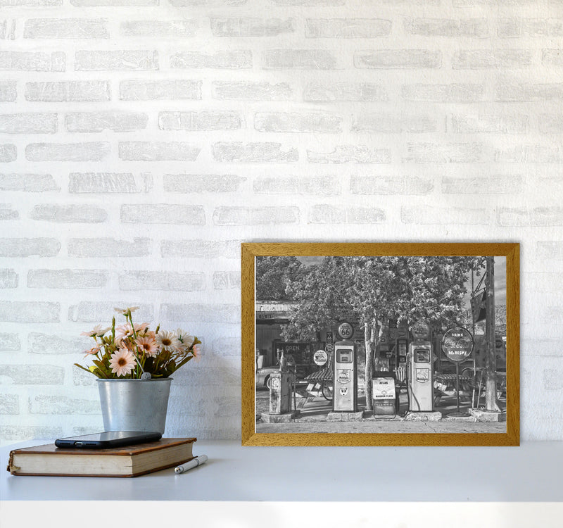 Retro Black And White Gas Pumps Modern Print A3 Print Only