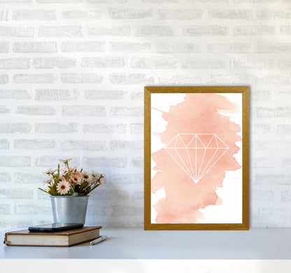 Geo Diamond Peach Watercolour Modern Print A3 Print Only