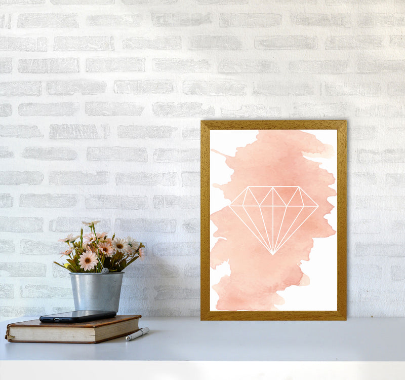 Geo Diamond Peach Watercolour Modern Print A3 Print Only
