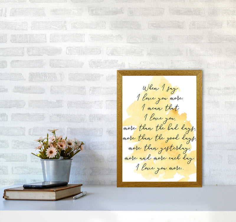 Love You More Yellow Watercolour Modern Print A3 Print Only