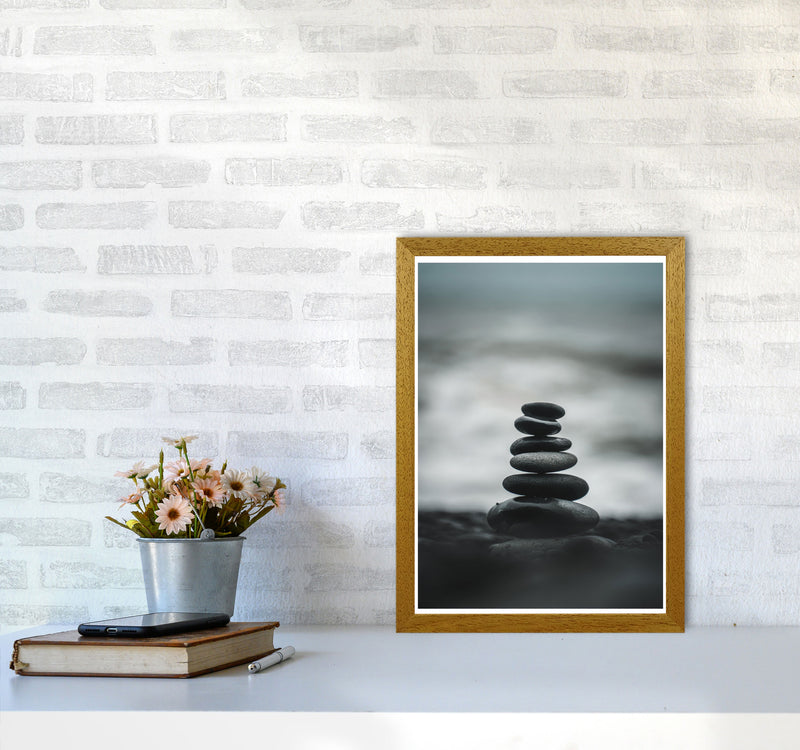 Black Pebble Stack Modern Print, Framed Botanical & Nature Art Print A3 Print Only