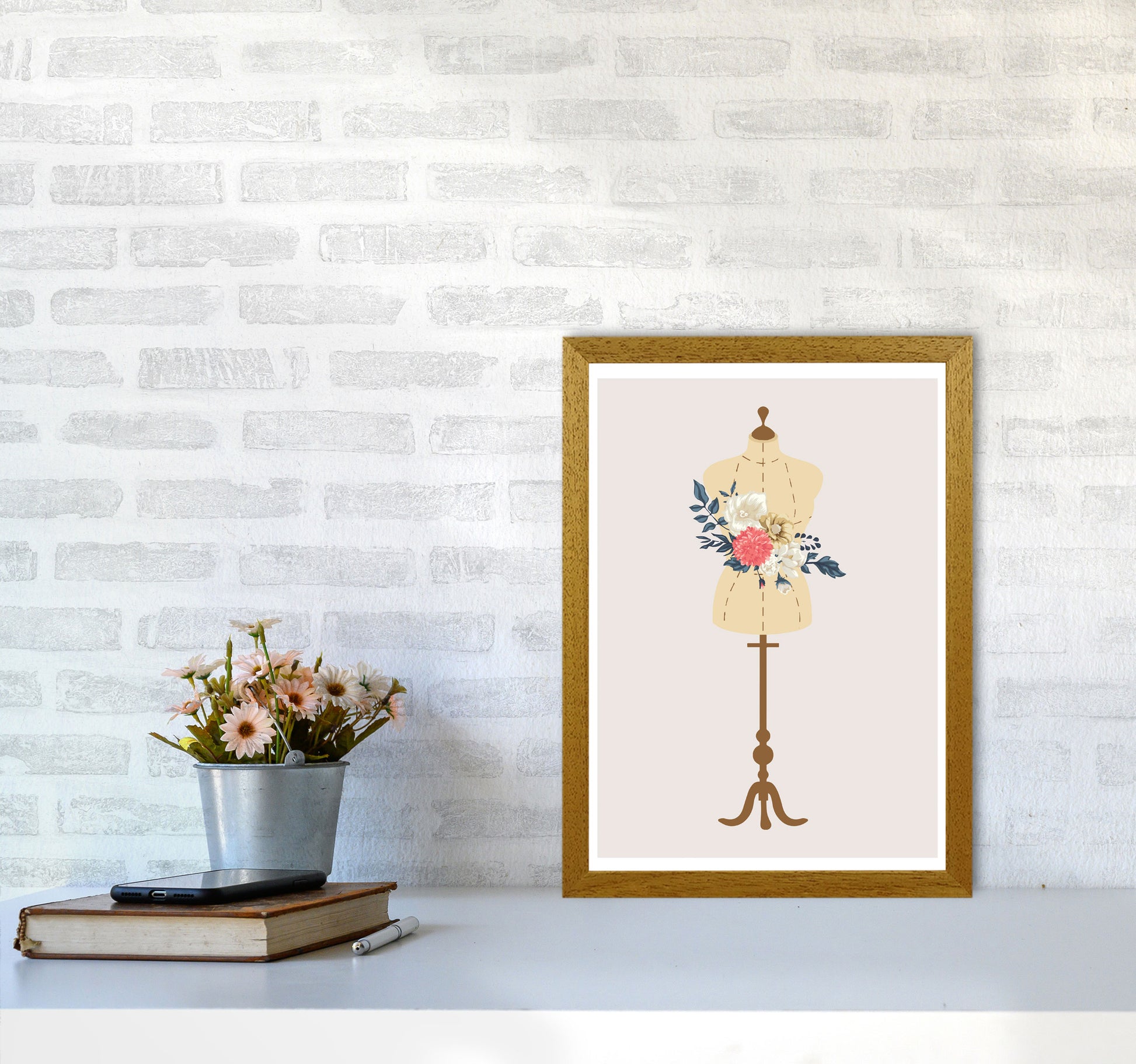 Floral Manikin Modern Print A3 Print Only