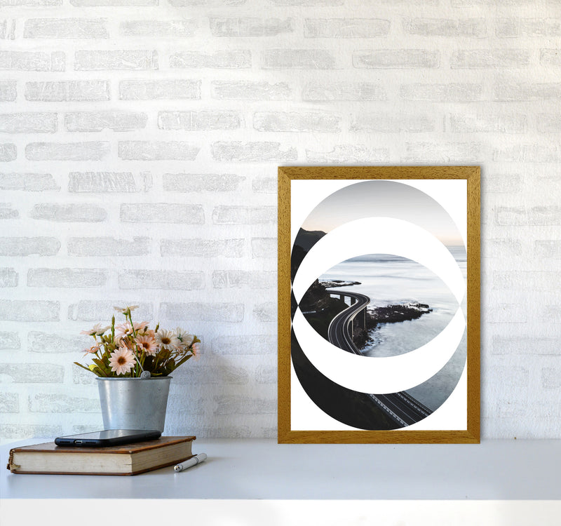 Black Road Oval Modern Print, Framed Botanical & Nature Art Print A3 Print Only