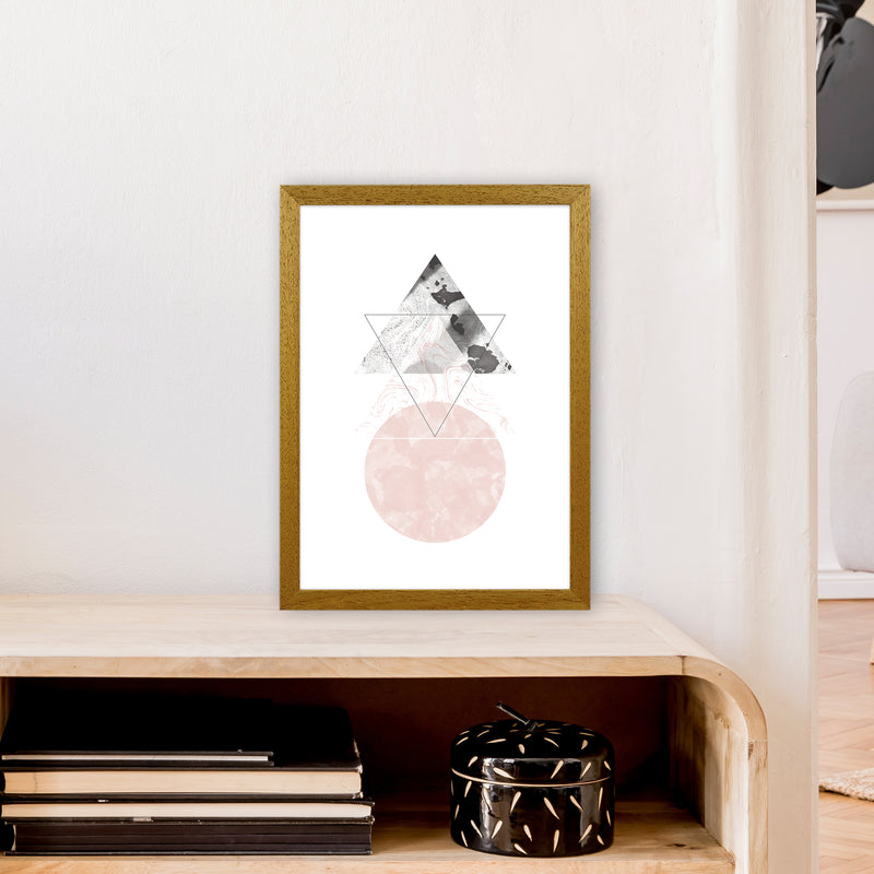 Marble Triangle And Circle Black And Pink Abstract  Art Print by Pixy Paper A3 Print Only